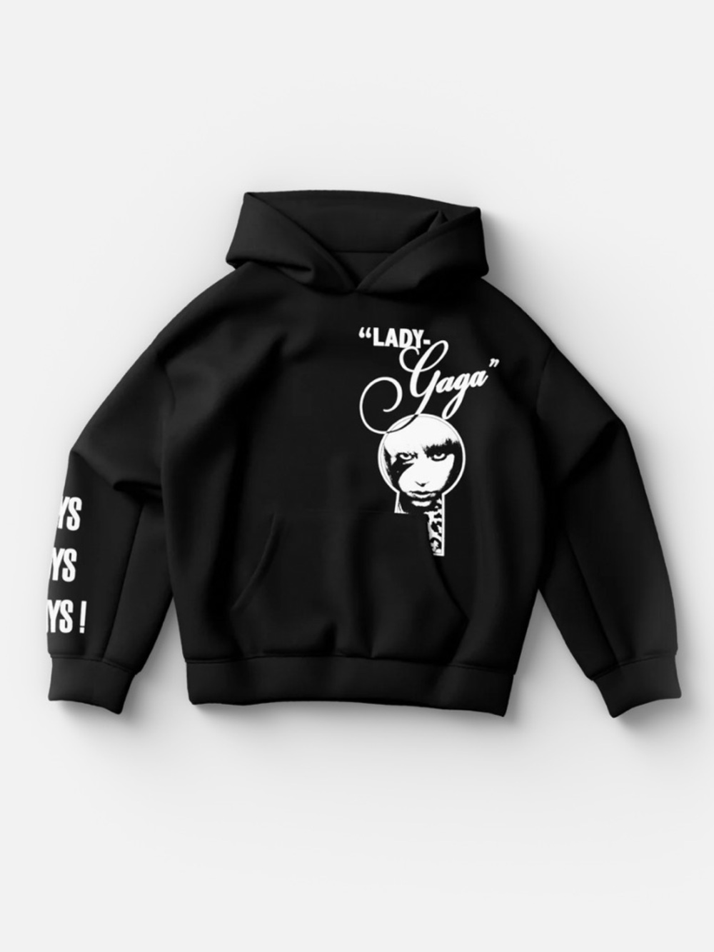 Lady Gaga Unisex Keyhole Boys Graphic Hoodie in Black size Large Boys Boys Boys